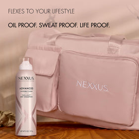 Before and after roots with Nexxus illustrating lifted, oil-free hair