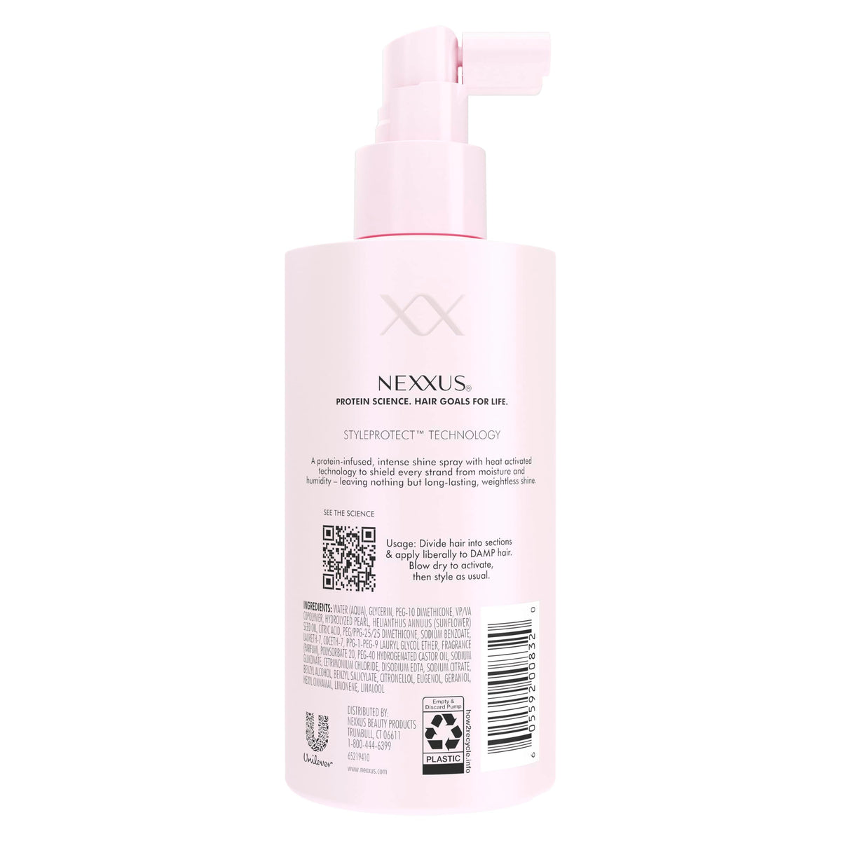 Nexxus spray nozzle close-up highlighting controlled mist for even protection