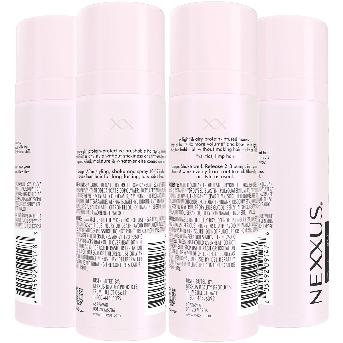 Nexxus Comb Thru Flexible Hairspray nozzle close-up highlighting precise spray and flexible hold benefit