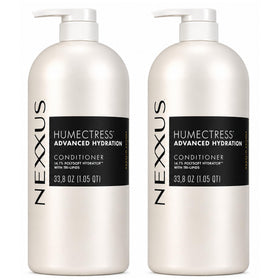 Nexxus Humectress front packaging showing two 33.8 oz bottles and benefits