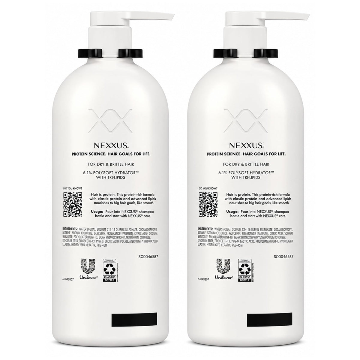 Nexxus Humectress applied to wet hair in shower for salon-quality moisture