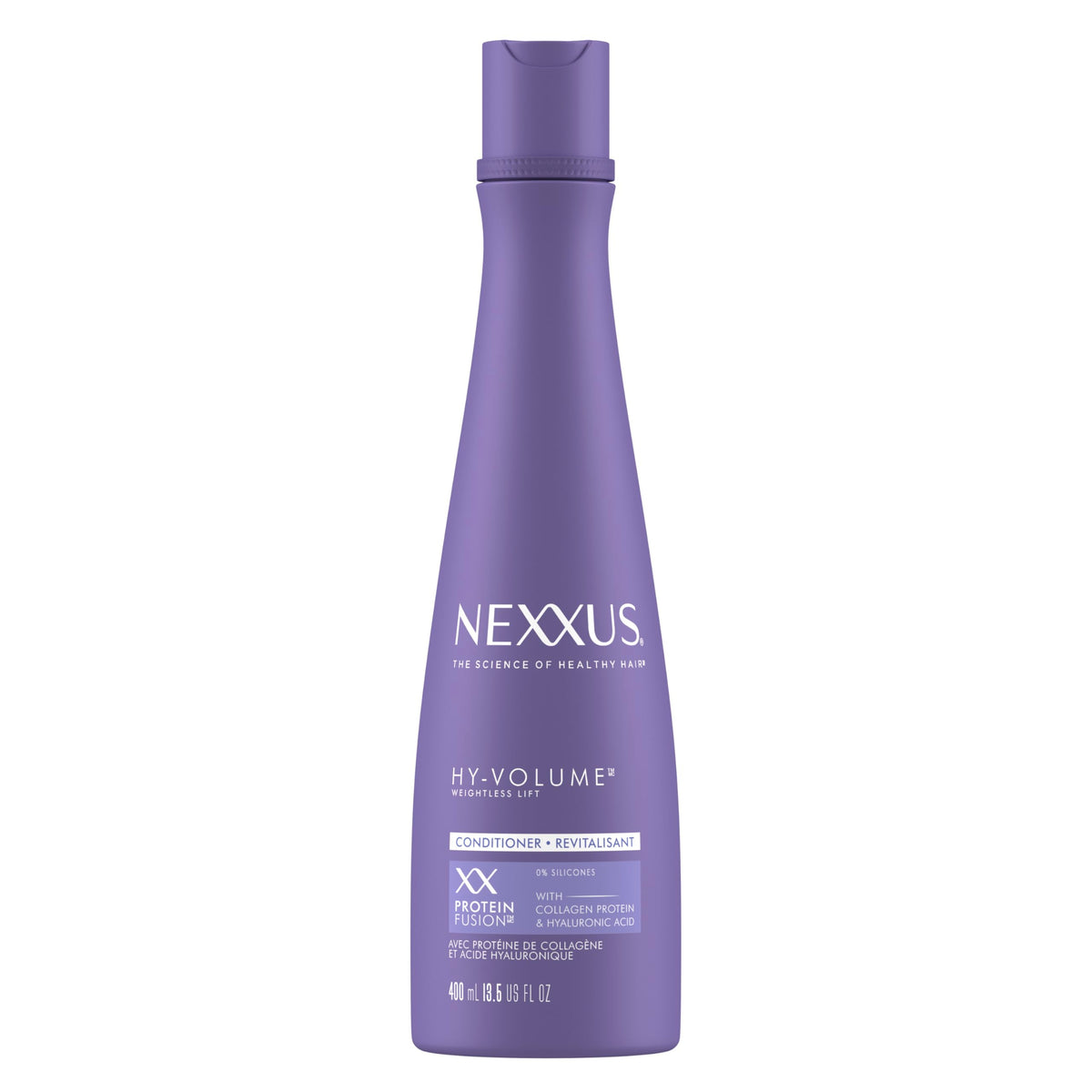 Nexxus front packaging showing product and volume benefit