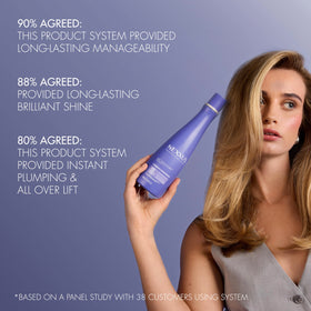 Nexxus label and claims closeup displaying sulfate-free silicone-free benefits clearly