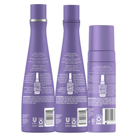 Nexxus HY-VOLUME shampoo pump close-up highlighting gentle cleansing and protein fusion benefit
