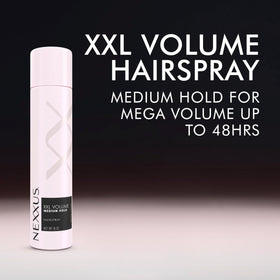 Nexxus can in hand for size comparison and easy travel convenience