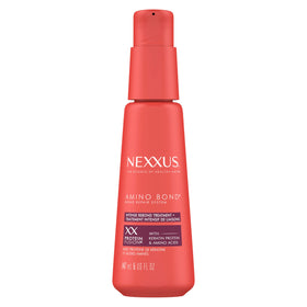 Nexxus front packaging showing treatment bottle and clear product benefits