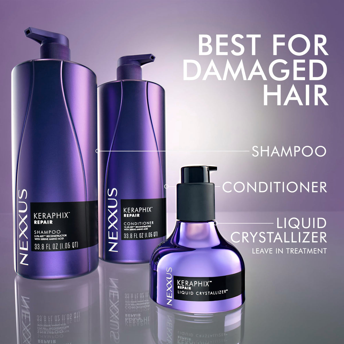 Nexxus smoothing dry hair reduces frizz for shinier, more manageable styles