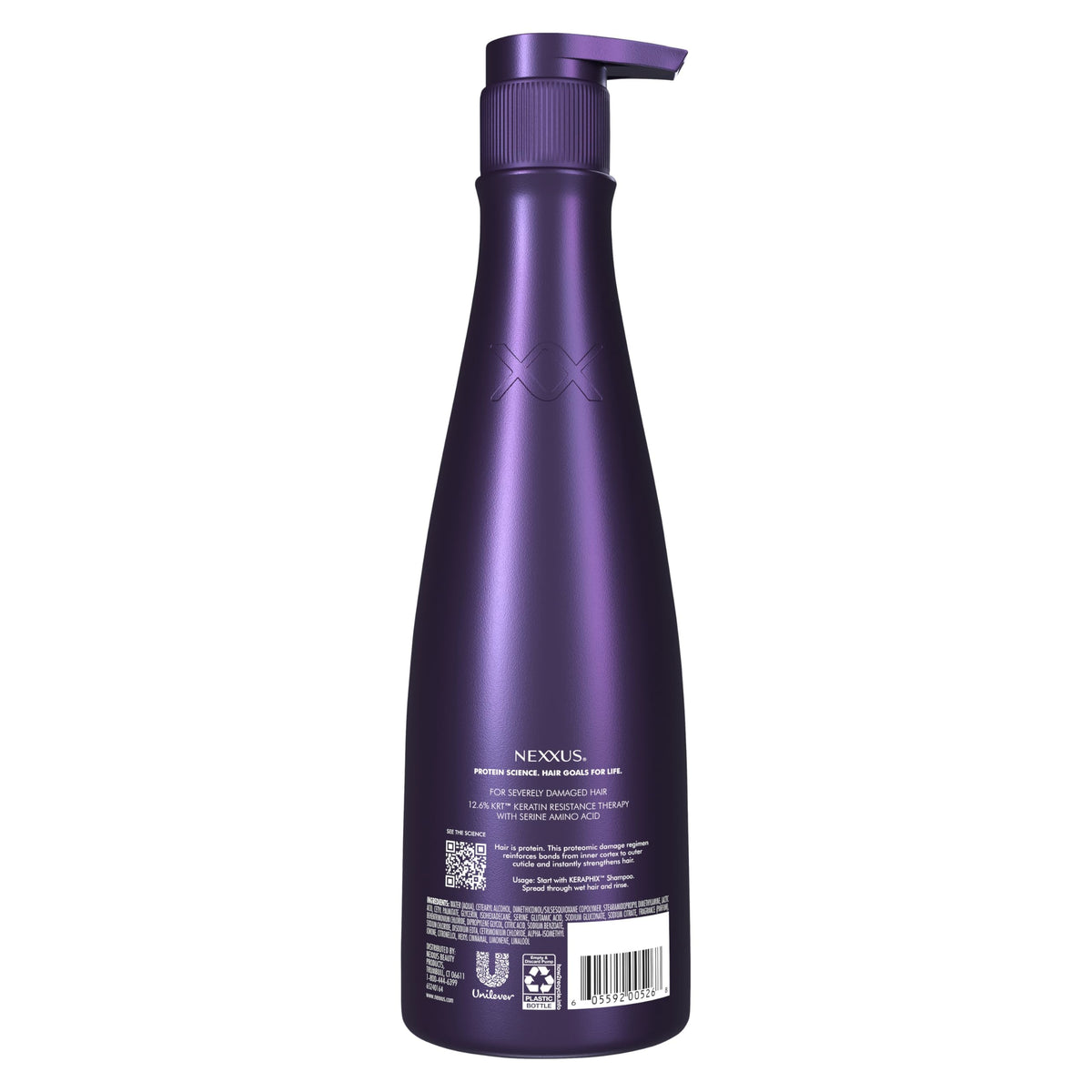 Nexxus Keraphix back label highlighting ingredients and usage benefits
