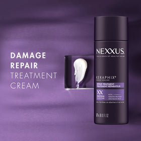 Nexxus Keraphix cream texture close-up showing rich reparative cream
