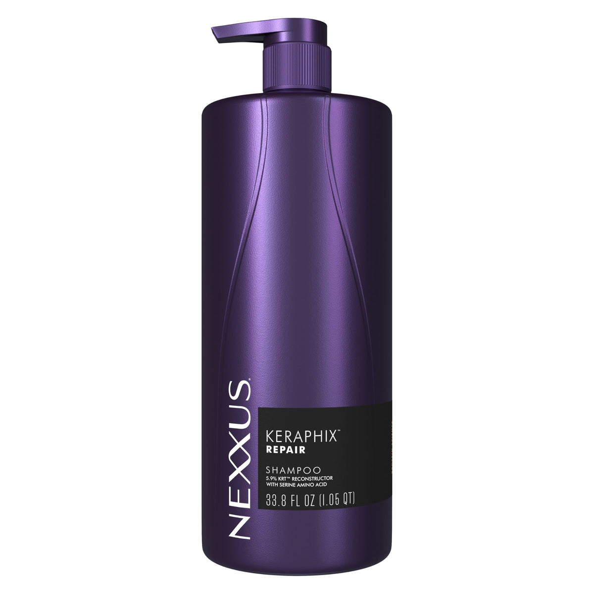 Nexxus KERAPHIX front bottle showing product and benefit of restorative cleansing