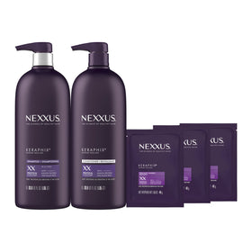 Nexxus Keraphix front packaging showing complete repair system and benefits