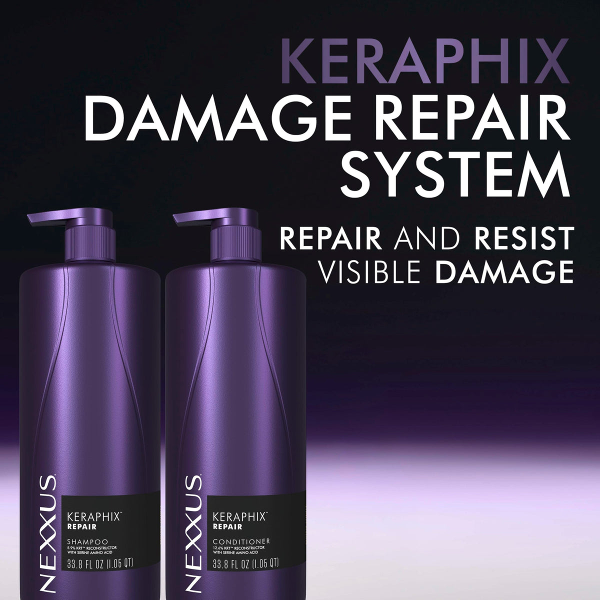 Nexxus KERAPHIX in bathroom lifestyle scene showing manageable, styled hair benefit