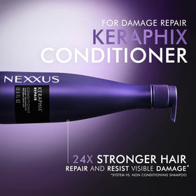 Nexxus Keraphix being applied in shower for instant detangling benefit