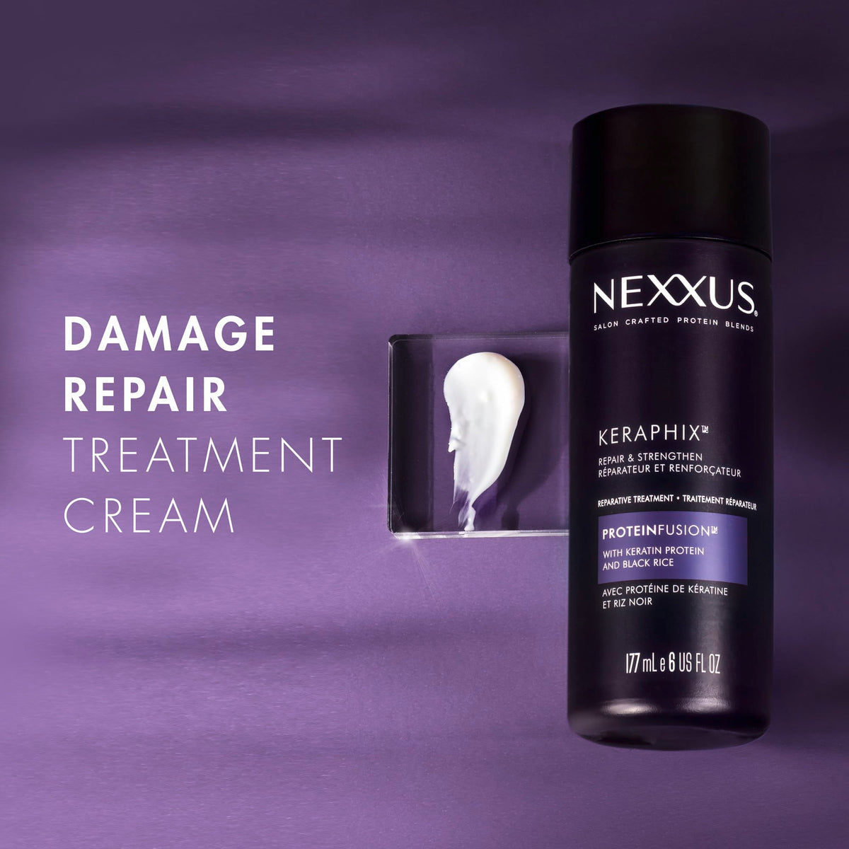 Nexxus Keraphix in a bathroom routine setting showing salon-quality care