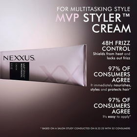 Using Nexxus cream before blow-drying to protect against heat up to 450°