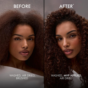 Finished dry hair styled with Nexxus cream, showing frizz reduction and shine
