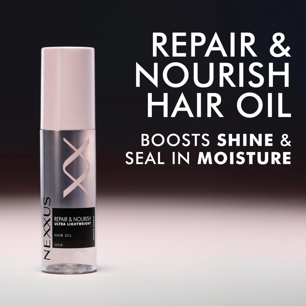 Nexxus oil in hand demonstrating easy spread and quick absorption