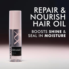 Nexxus oil in hand demonstrating easy spread and quick absorption