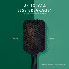 Nexxus texture on hair strand illustrating thicker-looking fiber