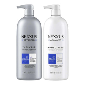 Nexxus pump and label close-up highlighting ingredient technology benefits