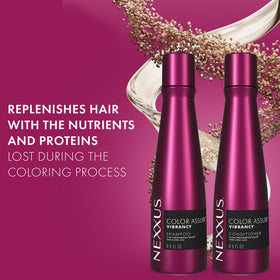 Nexxus shampoo lather texture demonstrating gentle foam that preserves color