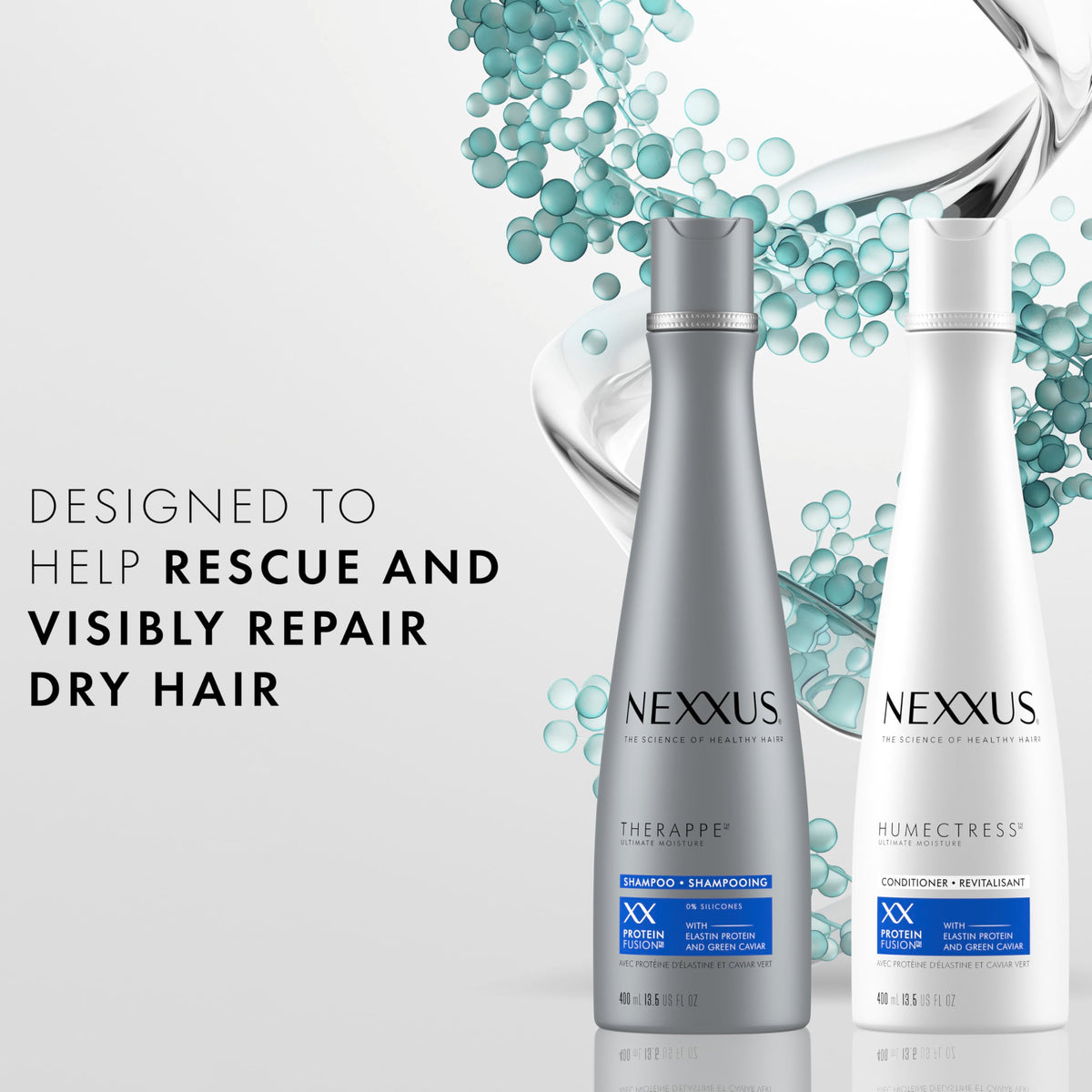 Nexxus shampoo lather on hand demonstrating rich cleansing benefit