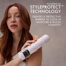 Close-up of hair after Nexxus spray highlighting glossy shine and softness