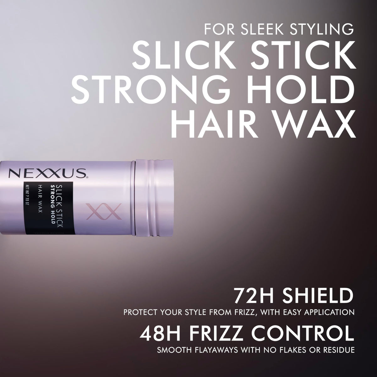 Nexxus slick stick wax texture close-up illustrating smooth glide and easy spread benefit