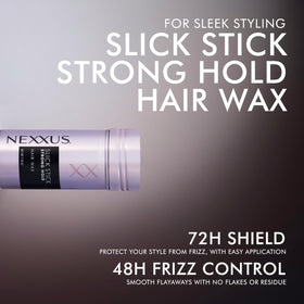 Nexxus slick stick wax texture close-up illustrating smooth glide and easy spread benefit