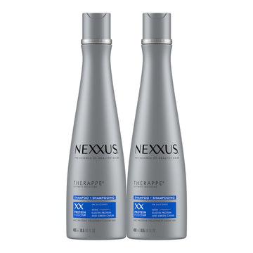 Nexxus Therappe front packaging showing two 13.5 oz bottles and benefits