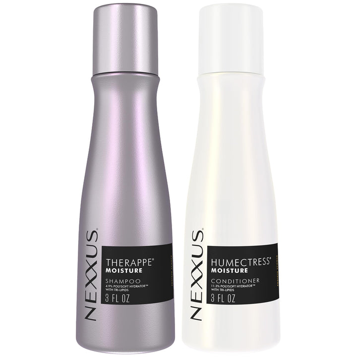 Nexxus Therappe travel front packaging showing duo benefits