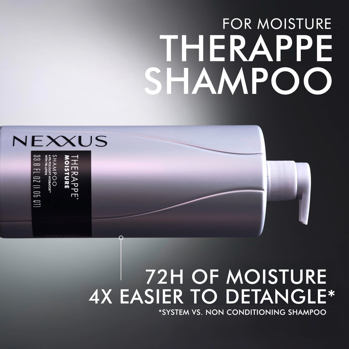 Nexxus Therappe in-shower use with hair lathered for improved detangling and softness