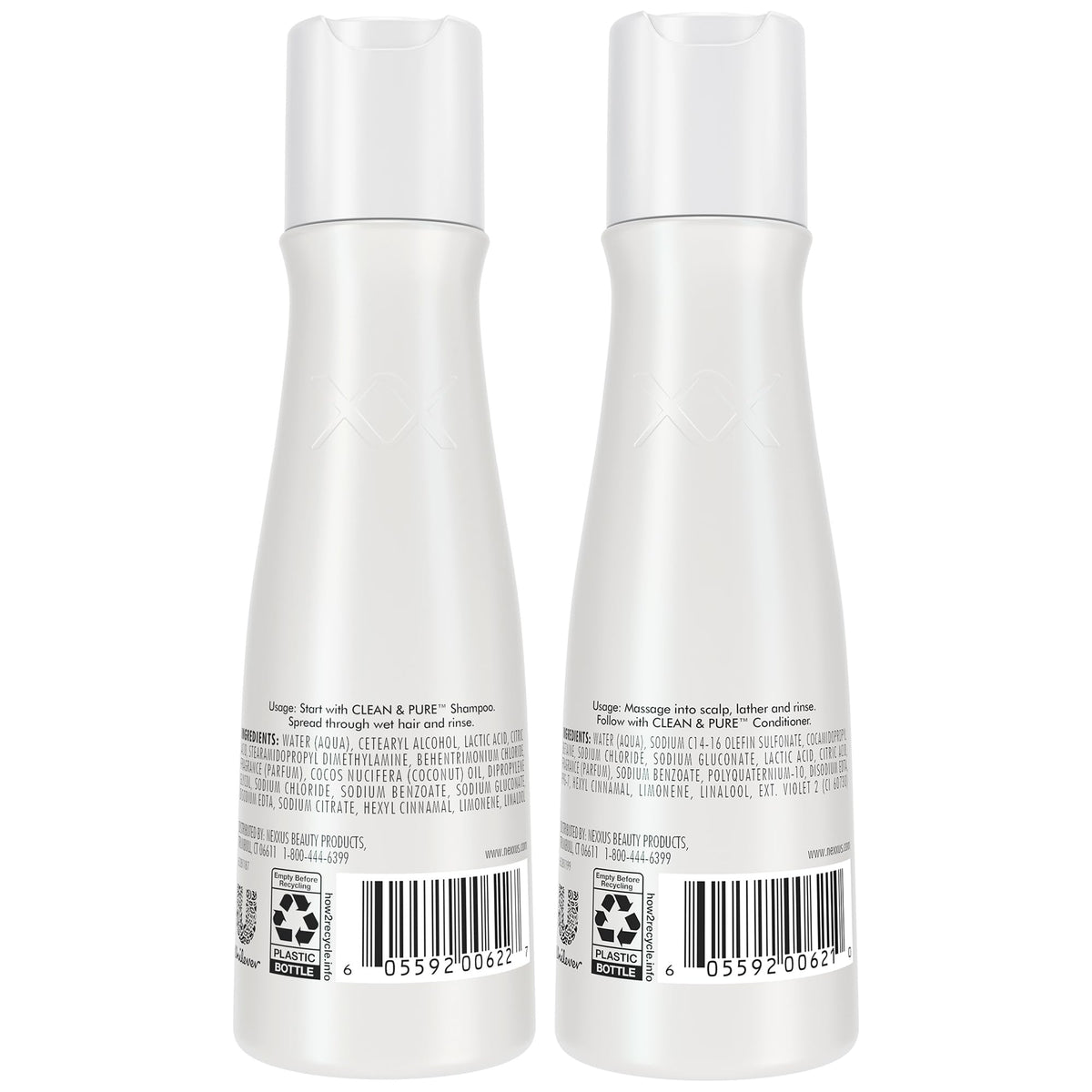 Nexxus travel shampoo bottle close-up highlighting sulfate-free benefit