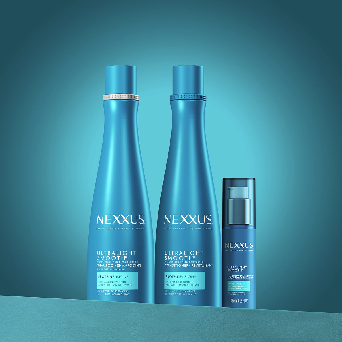 Nexxus-styled hair lifestyle shot showing smooth, frizz-controlled shine
