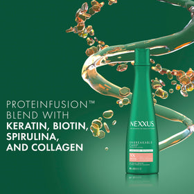 Nexxus conditioner applied to wet hair demonstrating smooth detangling action