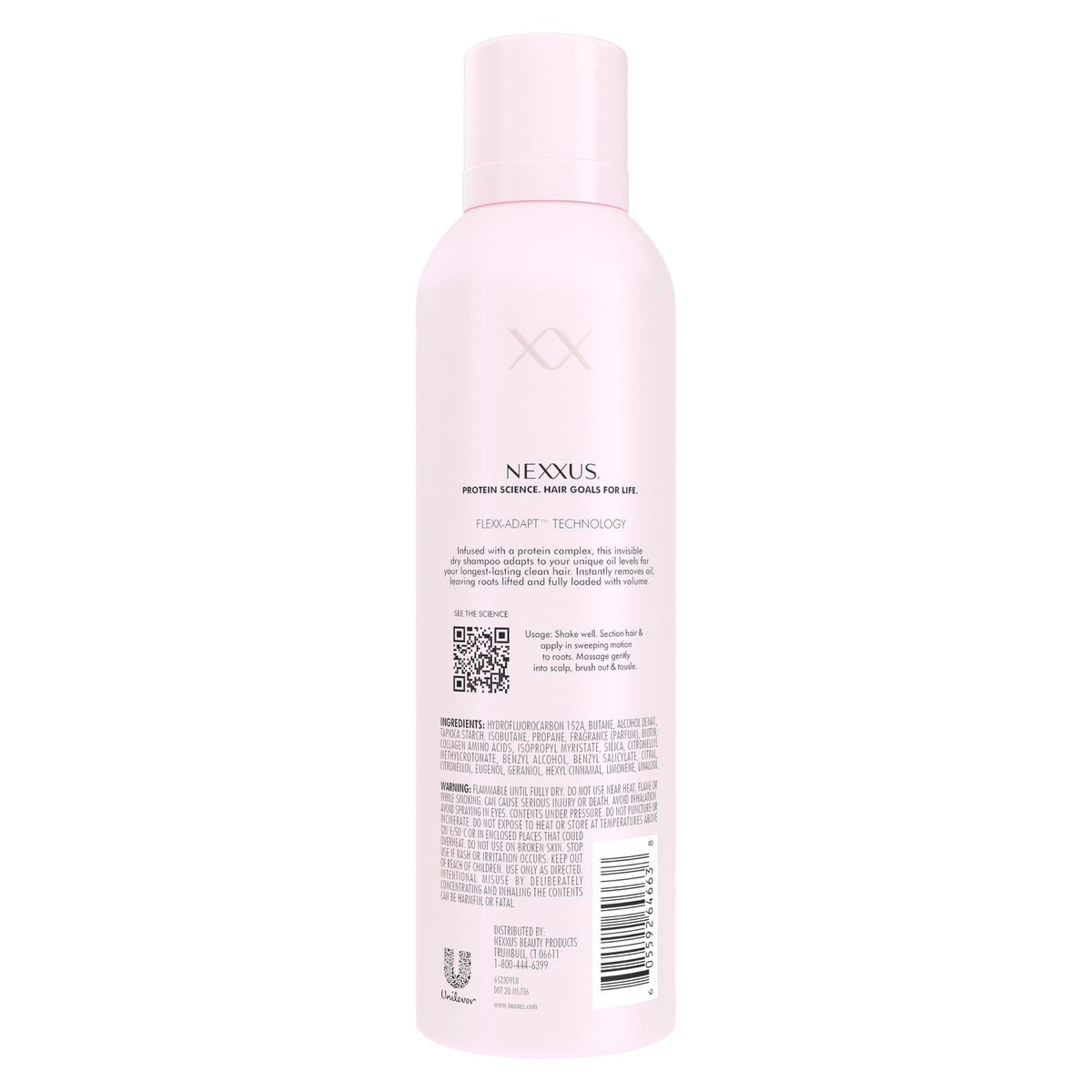 Nexxus side label with ingredient details and benefits for informed choice