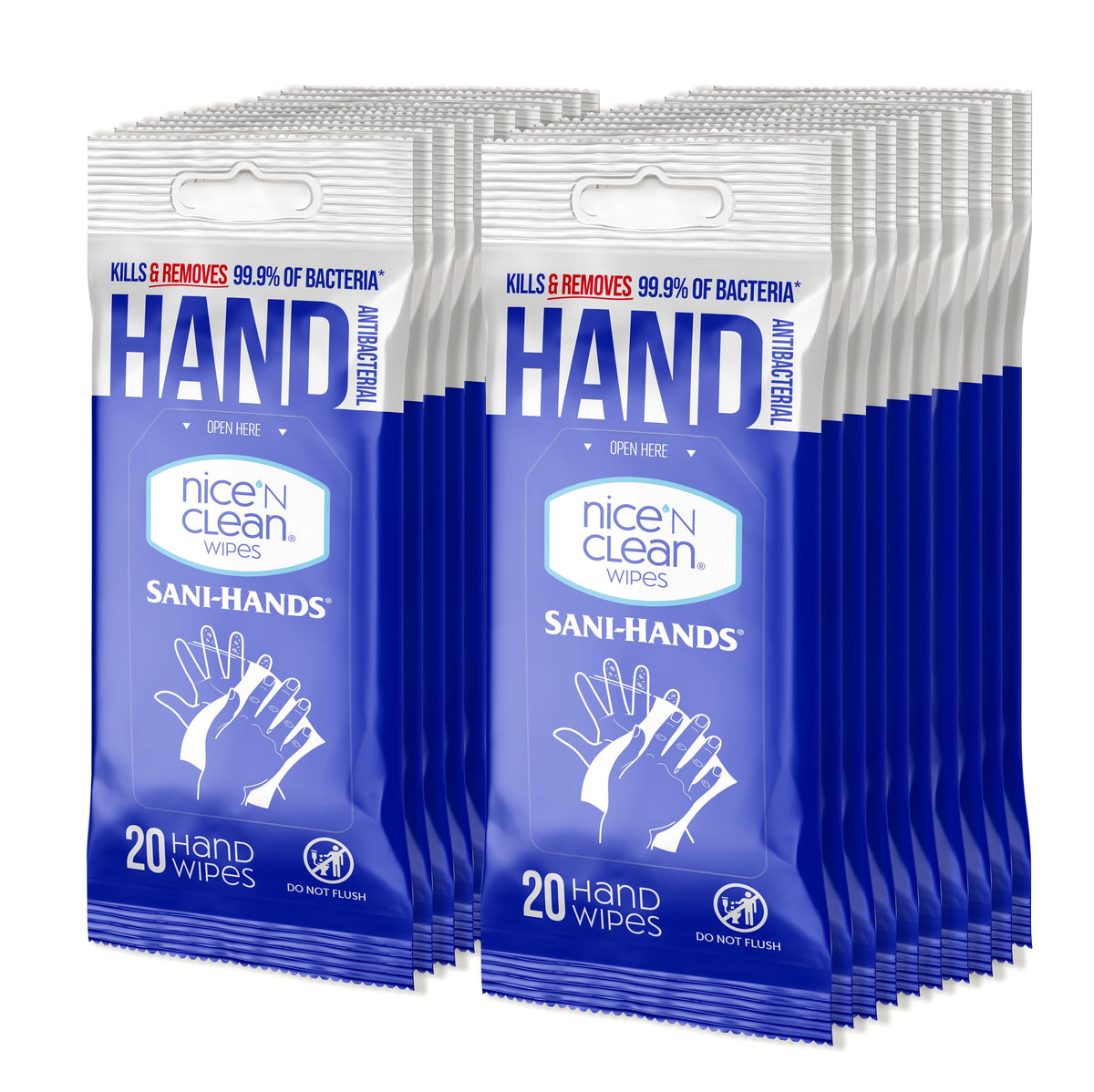 Nice 'N Clean pack front showing label and count, clear product information and benefit