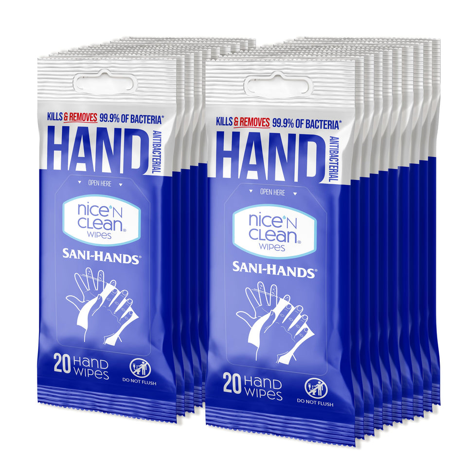Nice 'N Clean pack front showing label and count, clear product information and benefit