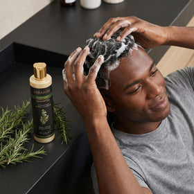 Nichalous shampoo in shower with hair application for daily routine benefit