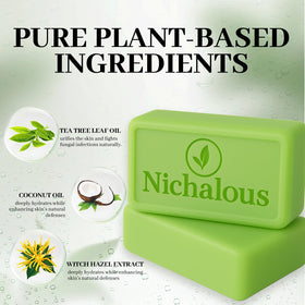 Nichalous soap resting on dish to drain and stay dry, prolongs bar life