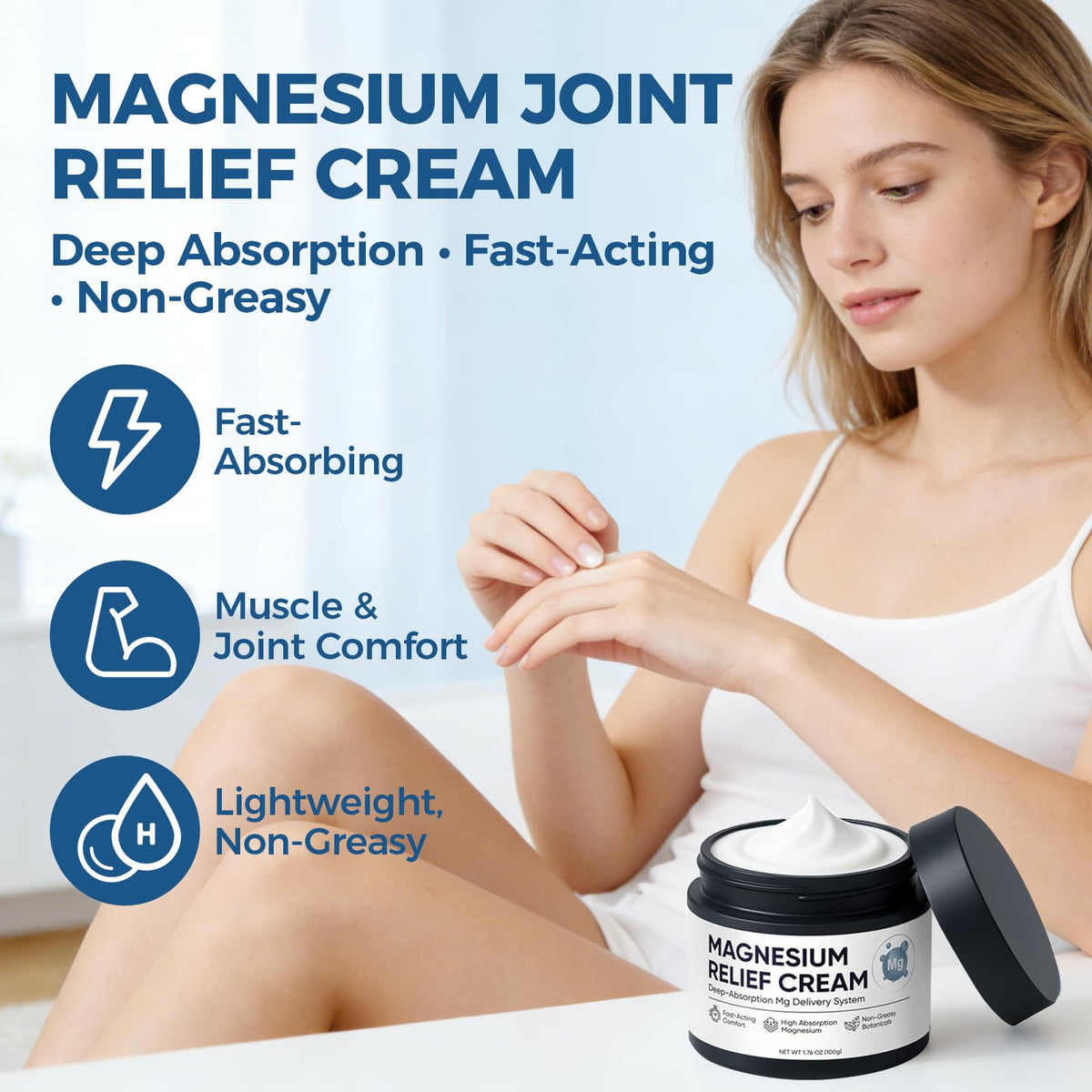 Nichalous open cap with lotion dispensing showing smooth texture for fast absorption