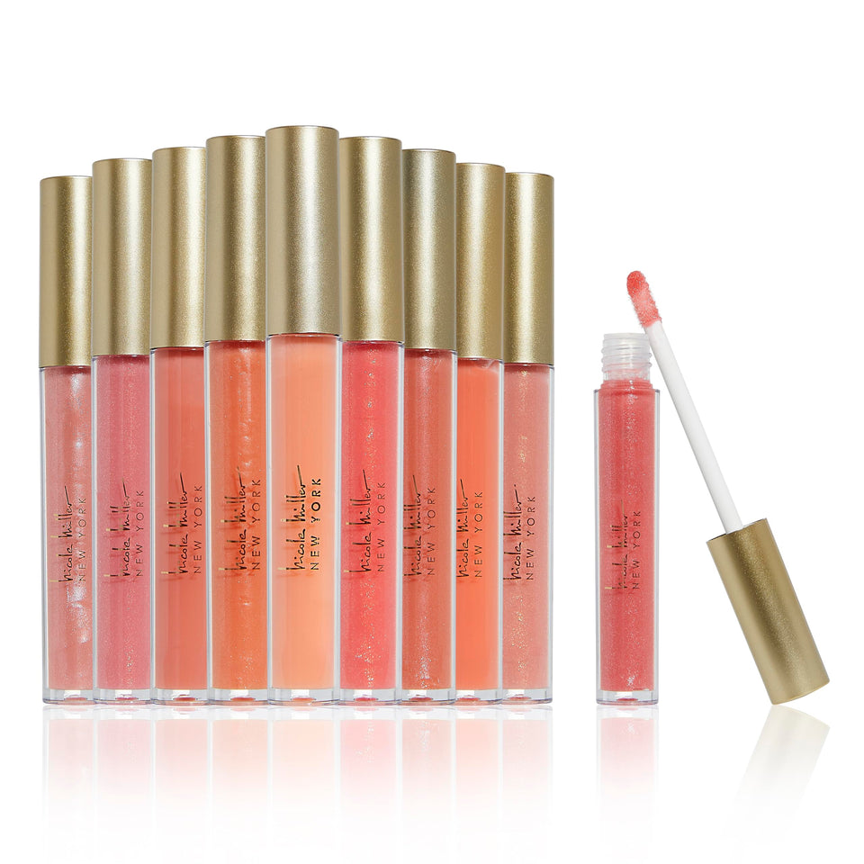 Nicole Miller New York front packaging showing ten gloss tubes and color range benefit versatility