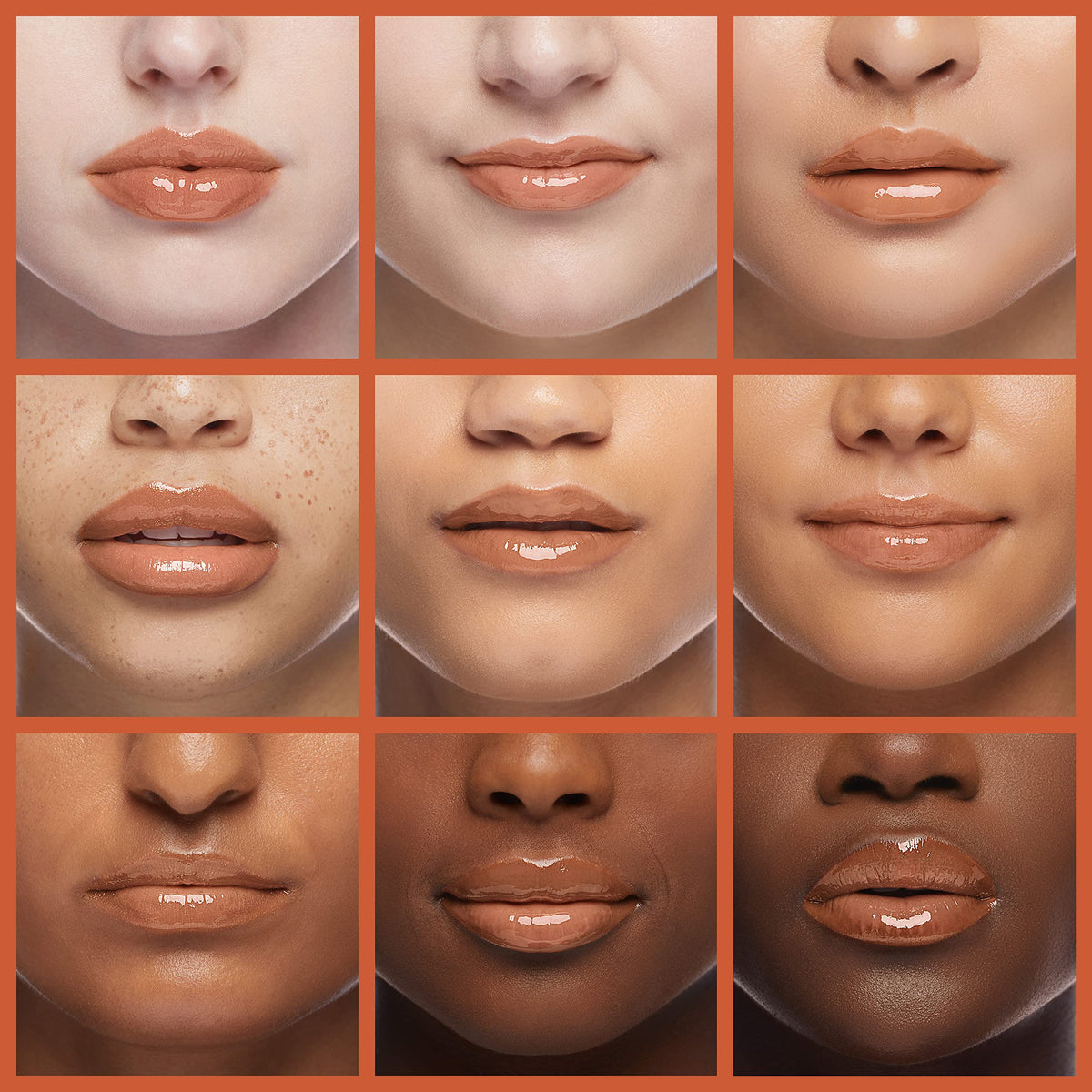 Nicole Miller gloss worn on model highlighting shimmer and natural-looking shine