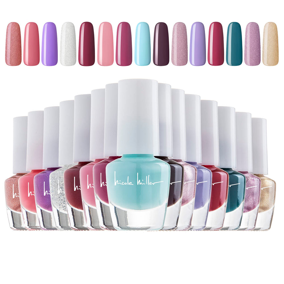 Nicole Miller front box display shows full 15-piece set and gifting appeal