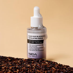 NIDA serum applied on cheek showing absorption and non-greasy hydration benefit