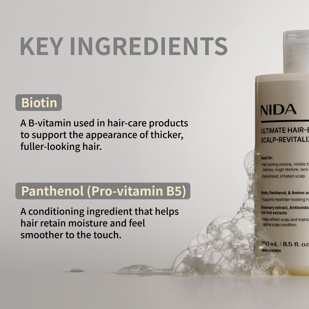 NIDA bottle beside rosemary and fruit extracts showing natural actives