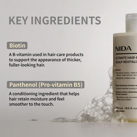 NIDA bottle beside rosemary and fruit extracts showing natural actives