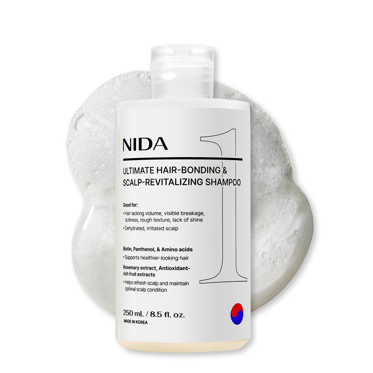 NIDA front label showing product name and volume, clear branding benefit