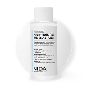 NIDA front packaging showing 150ml bottle and clear label, highlights hydration benefit