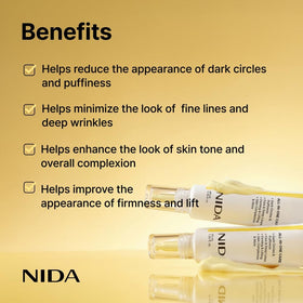 NIDA ingredient layout showing retinal peptides bakuchiol and probiotics, highlighting active benefits